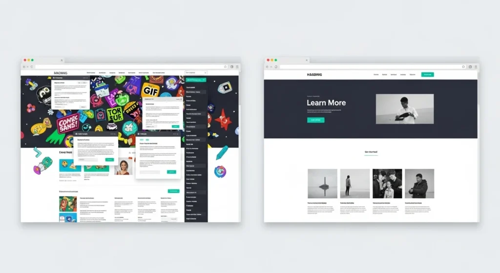Good vs bad website design comparison